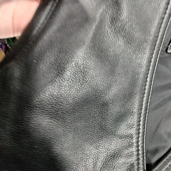 Vintage Wilsons Men' Black Leather Biker Vest L  Biker  Grunge Y2K Eagle Sturgis - Picture 6 of 10